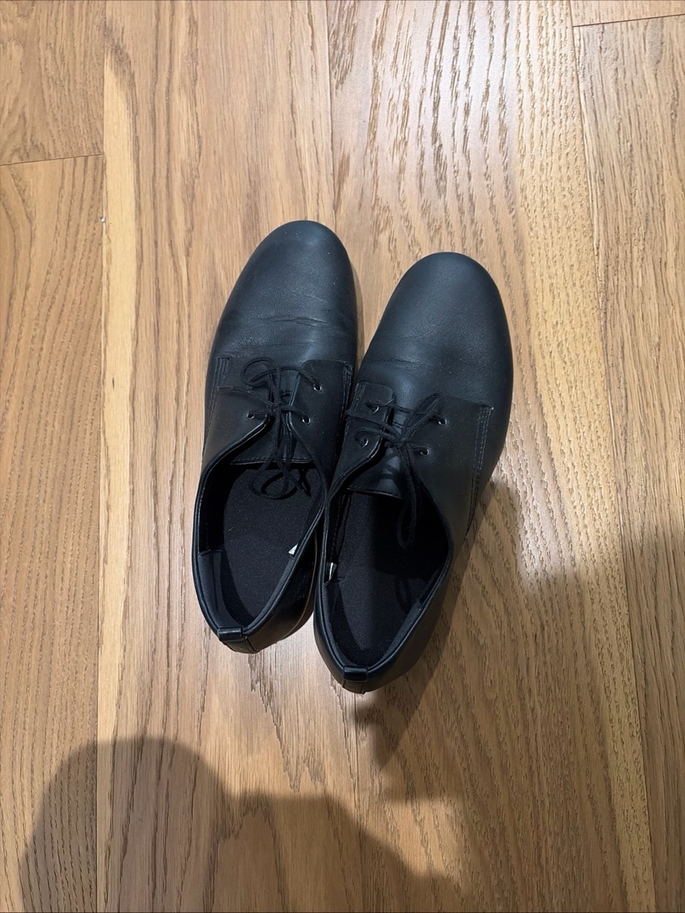 Muji Black Leather Oxford-Style Lace Flats